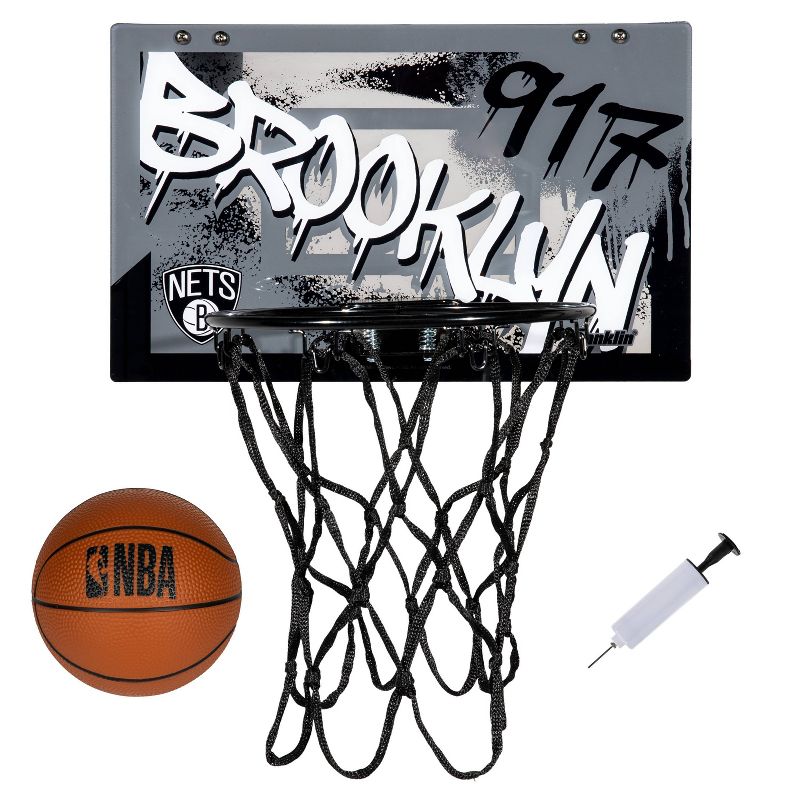 NBA Brooklyn Nets Over The Door Mini Basketball Hoop, 1 of 7