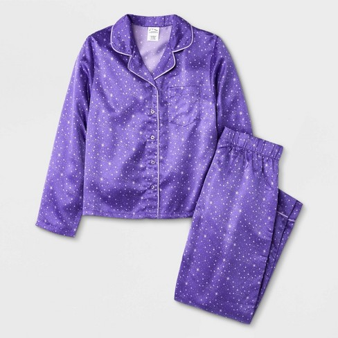 Women's Lace Trim Pajama Set - Colsie™ Purple Xs : Target