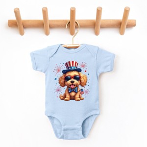 The Juniper Shop Patriotic Fluffy Dog Baby Short Sleeve Bodysuit - 1 of 4