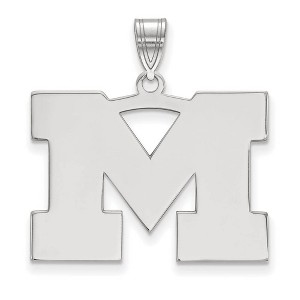 Black Bow Jewelry 10k White Gold Michigan Wolverines NCAA Large Pendant - 1 of 3
