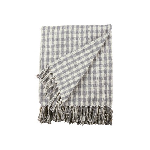 Grey check online throw