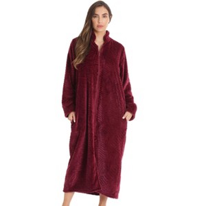 Just Love Womens Plush Zipper Lounger Solid Robe | Long Bathrobe Duster - 1 of 2