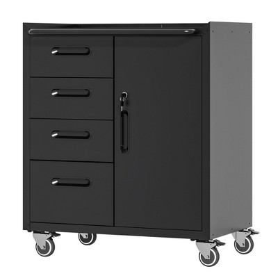 NicBex Mobile File Cabinet with 4 Drawers,Metal Storage Cabinet with Wheels for Garage Home Office