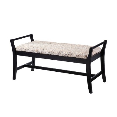 Trentwood Coastal 44.25" Water Hyacinth Bench Whitewashed/Black - Aiden Lane