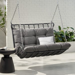 Christopher Knight Home Arruda Outdoor Wicker Porch Swing with Cushions - 1 of 4