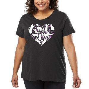 LA Pop Art Cat Heart - Women's Word Art T-Shirt - 1 of 4