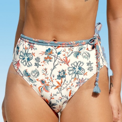 Women's Floral Print High Waist Full Coverage Bikini Bottom - Kona Sol™  Multi Blue L : Target