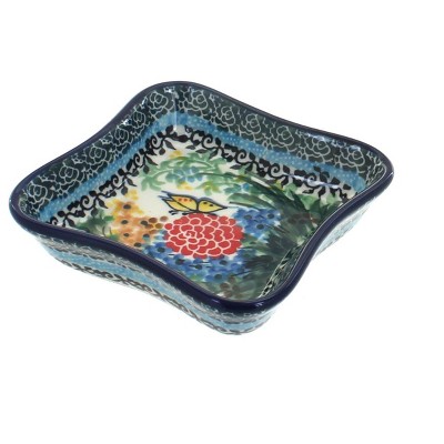 Blue Rose Polish Pottery Teresa Small Square Dish