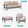 Sonkuki 5 Pieces Patio Sofa with Ottomans Set, All-Weather PE Rattan Wicker, Small Patio Conversation Couch with Cushion - 3 of 4
