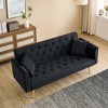 Akoasm Convertible Velvet Sofa for Small Living Rooms, Bedrooms & Offices-Black - 2 of 4