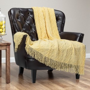 Chanasya Bevel Acrylic Knit Boho Throw Blanket With Tassels - 1 of 4