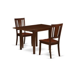 HomeStock 3-Piece Mahogany Finish Solid Wood Top Dining Table Set - 1 of 4