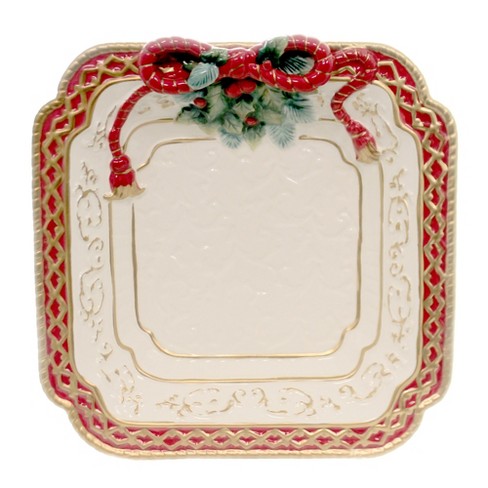 Tabletop 11.25&quot; Poinsettia Dessert Plate Christmas Dinner Cosmos Gifts