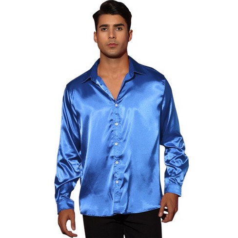 Blue silk store button down shirt