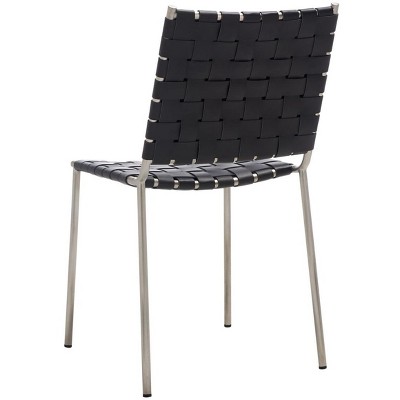 Wesson Black and Silver Woven Leather Dining Chair Set