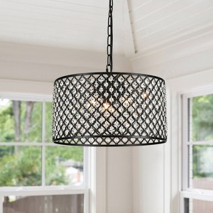 LLHZSY Black Drum Chandeliers for Dining Room Hight Ceiling Living Room - W15 3/4" - 1 of 4