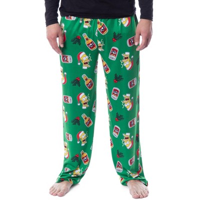 The Simpsons Mens' Christmas Homer Duff Beer and Holly Sleep Pajama Pants  (3X) Green