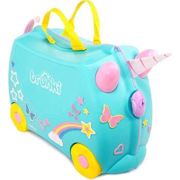 Trunki Kids Ride-On Suitcase & Toddler Carry-On Airplane Luggage: Una Unicorn Turquoise