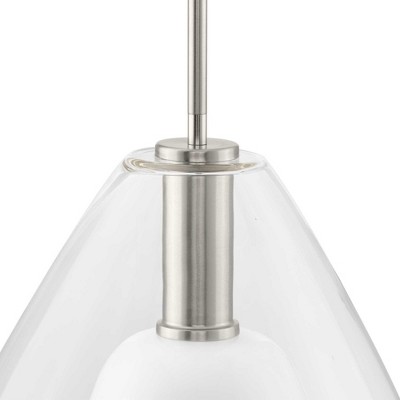 Carillon 15" Brushed Nickel Pendant with Clear and Opal Glass Shade