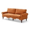 Modern Linen Chesterfield Sofa - 3-Seater with Tufted Backrest, Crystal Buttons , Copper Nailhead Trim, Solid Wood Legs - 2 of 4