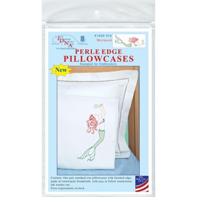 Jack Dempsey Stamped Pillowcases W/White Perle Edge 2/Pkg-Mermaid