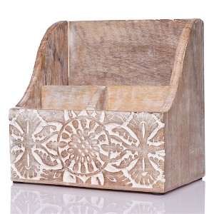 Mela Artisans Wooden Letter Organizer For Desk Anta Small Rustic Mail Holder - 1 of 4
