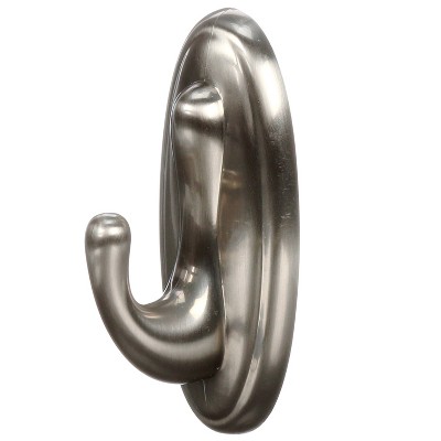 Medium Brushed Nickel Plastic Bath Hooks with Adhesive Strips