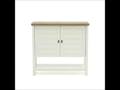 Cottage Charm 39" Freestanding White and Lintel Oak Storage Unit