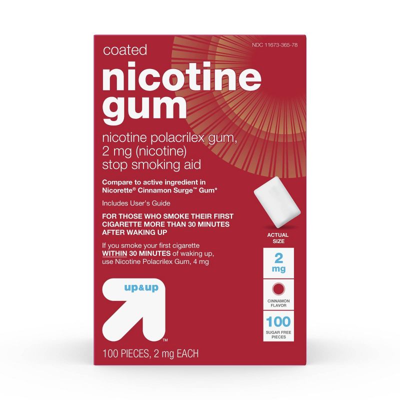 Coated Nicotine 2mg Gum Stop Smoking Aid - Cinnamon - up & up™, 1 of 10