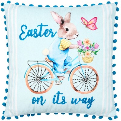The Lakeside Collection Easter Bunny Embroidered Decorative Pillows - Easter Accent Pillow Easter on its Way