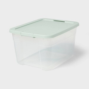 66qt Clear Latching Storage Box Daydream Green - Brightroom - 1 of 3