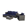 4-Pieces Outdoor Patio L-Shaped Sectional Sofa Set with Single Sofa & Glass Coffee Table - 4 of 4