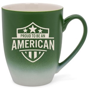 100 North United States 10 Ounce Green and White Two Toned Ombre, Comfortably Fits Your Hands, Ceramic Tea Coffee Cup Mug, Proud To Be An American - 1 of 1