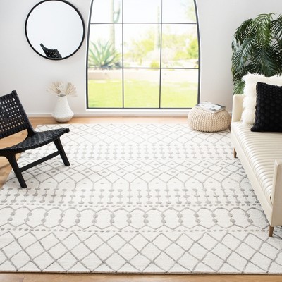 Grey and Ivory Floral Wool 6' x 9' Tufted Area Rug