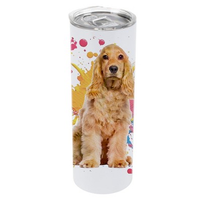 100 North 20 Ounce Stainless Steel On the Go Travel Tumbler With Push Top Lid, Cocker Spaniel Dog Paint Splatter