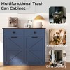 39.3" Wood Double Tilt-Out Trash Cabinet with Barn Door and 2 Pull-Out Drawers for Kitchen, Laundry, Bathroom, or Living Room - 4 of 4