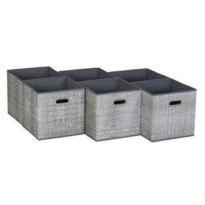 Household Essentials 11" Set of 6 Storage Bins Gray