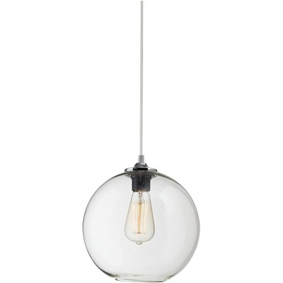 Possini Euro Design Chrome Mini Pendant Light 9 3/4" Wide Modern Industrial Clear Globe Glass Edison Bulb Fixture Kitchen Island