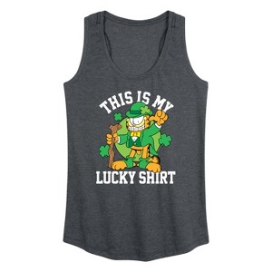 Women's - Garfield - This Is My Lucky Shirt Graphic Racerback Tank - 1 of 4