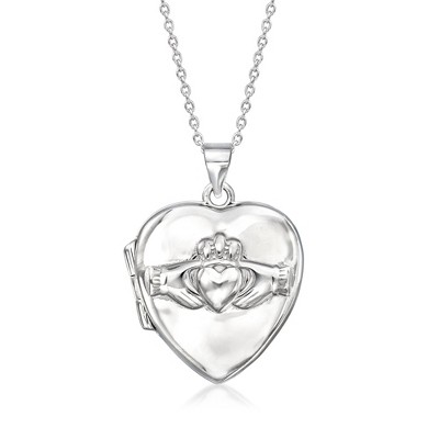 Ross-Simons Italian Sterling Silver Claddagh Heart Locket Necklace Size 16