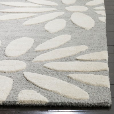Grey and Ivory Hand-Tufted Wool Kids Square Rug