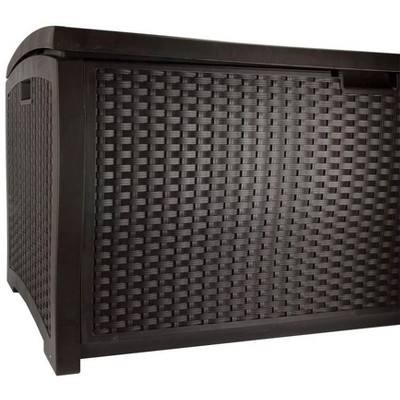 Suncast DBW9200 99 Gallon Outdoor Resin Patio Storage Chest with Handles, Mocha