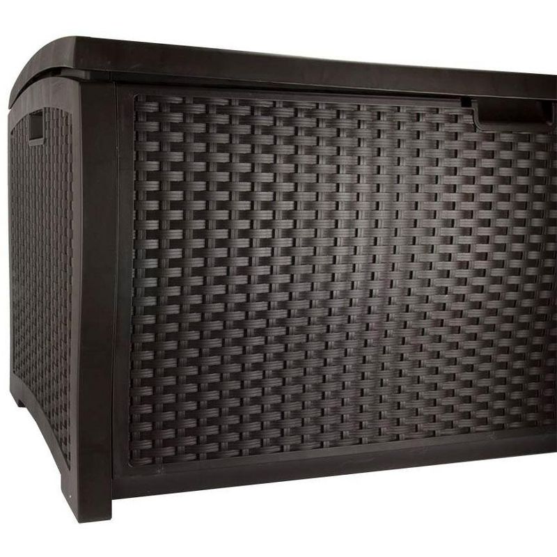 Suncast DBW9200 99 Gallon Outdoor Resin Patio Storage Chest with Handles, Mocha, 5 of 7