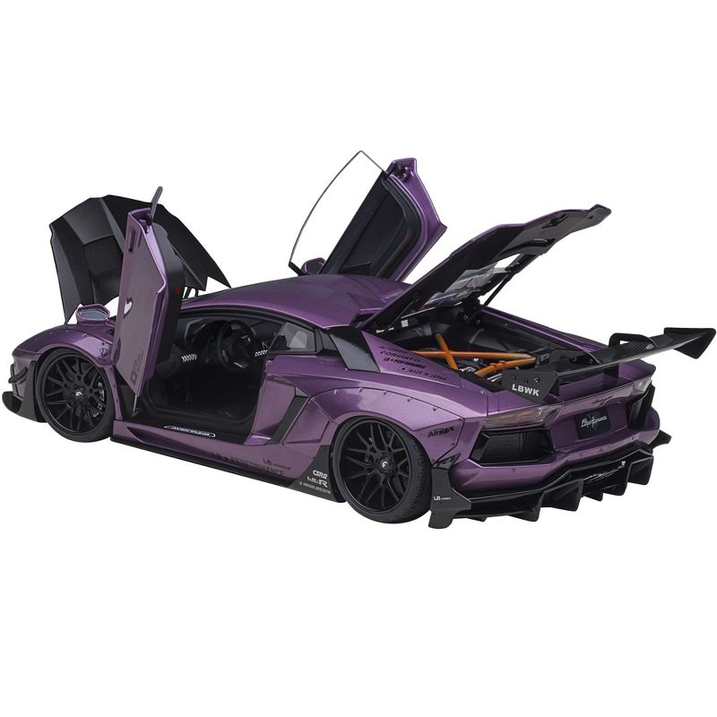 Lamborghini Aventador Liberty Walk LB-Works Viola SE30 Purple Metallic with Carbon Hood Limited Ed 1/18 Model Car by Autoart, 2 of 7