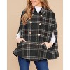 Imily Bela Women's Winter Double-Breasted Plaid Cape Coat - Turn-Down Collar with Pockets - 3 of 4