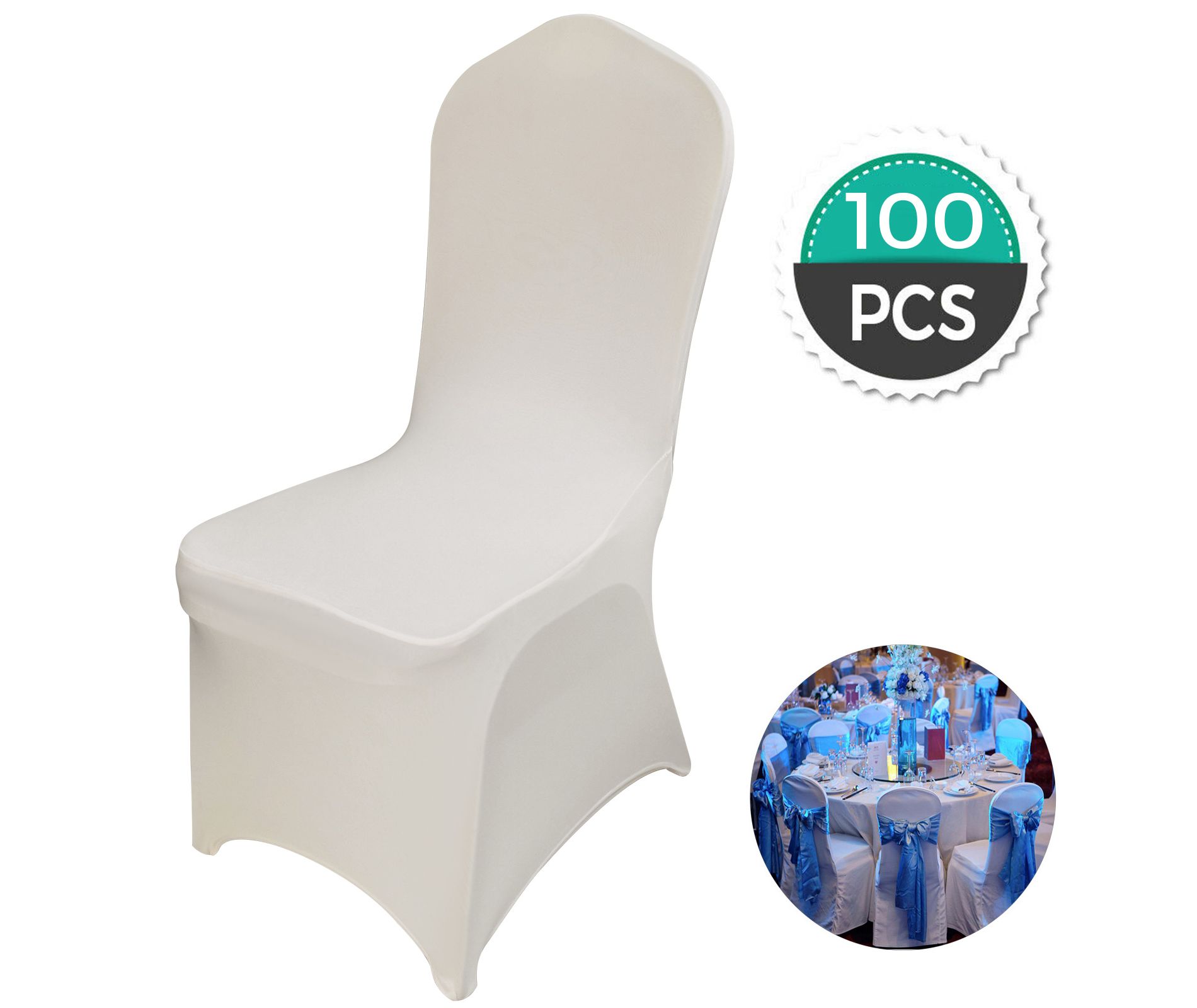 VEVOR Stretch Spandex Folding Chair Covers, Universal Fitted Chair Cover, Removable Washable Protective Slipcovers, (100PCS Beige)