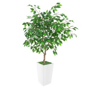 Artificial Tree in Pot with Realistic Leaves & Natural Wood Trunk 5FT/6FT/7FT/8FT - 1 of 4