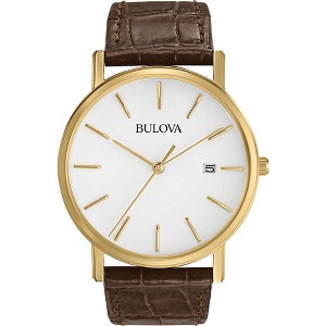 Bulova Men's Classic 3-Hand Calendar Date Quartz Leather Strap Watch, Buckle, 37mm - 1 of 2