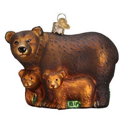 Old World Christmas Glass Blown Christmas Ornament, Bear with Cubs (With OWC Gift Box)