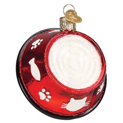 Old World Christmas 3.0 Inch Kitty Bowl Ornament Food Water Cat Tree Ornaments